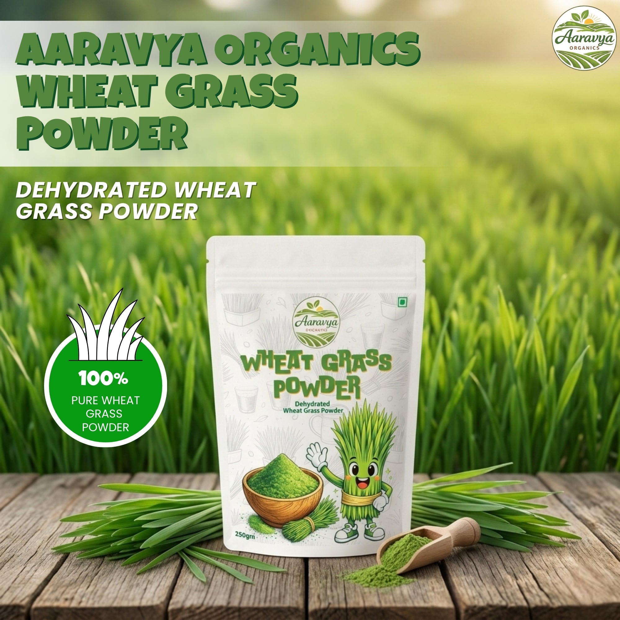 Wheatgrass Powder 250g | Pure & Natural Ayurvedic Detox Drink | Boost Immunity, Improve Digestion & Metabolism | No Preservatives, Non-GMO