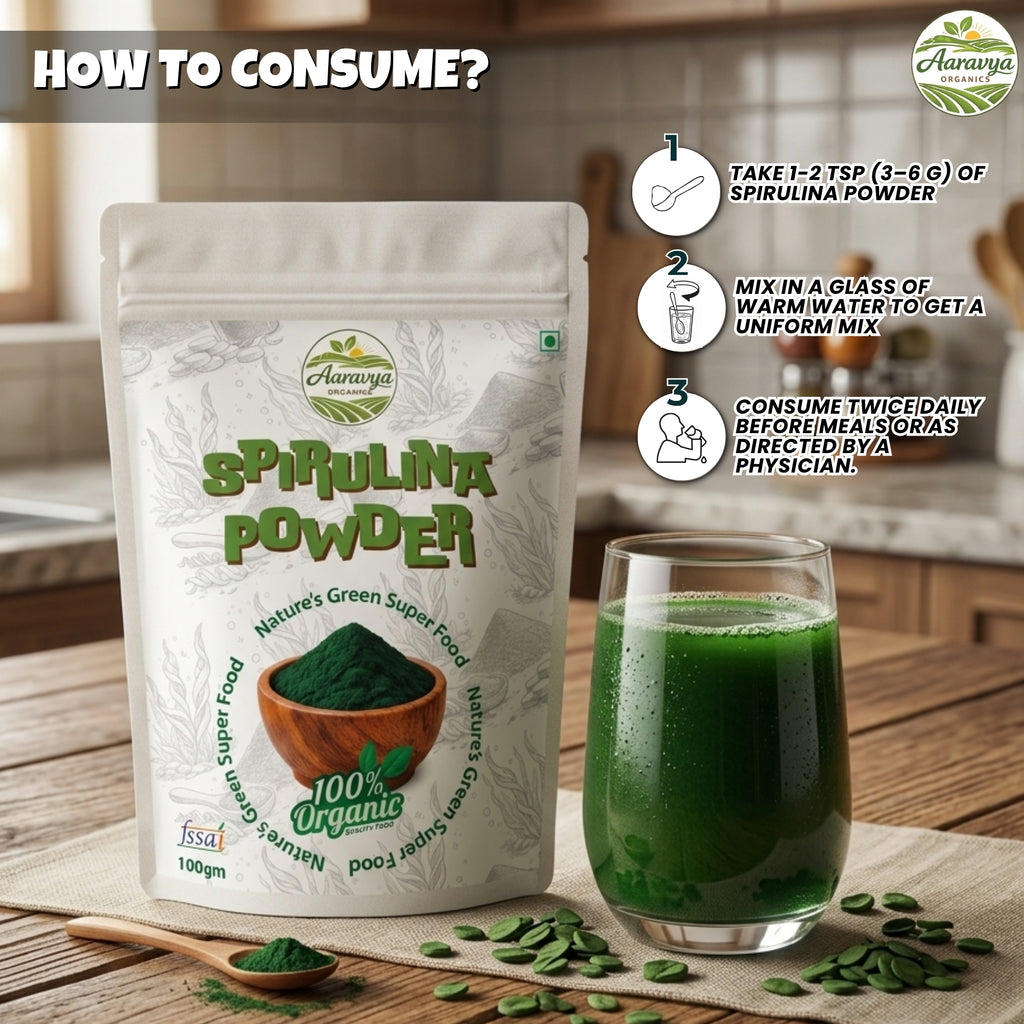 Spirulina Powder 100g | Pure Blue Green Algae Superfood | Rich in Protein, Vitamins & Minerals | Vegan, Gluten-Free, Non-GMO | Finely Milled Spirulina for Immunity, Energy & Detox | Natural Dietary Supplement for Men & Women