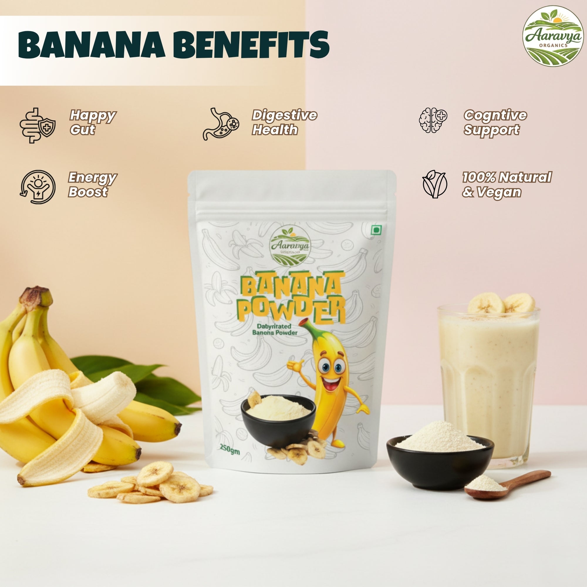 Banana Powder | 250g | Kerala Nendran Bananas | 100% Natural Raw Banana Powder | No Added Sugar or Preservatives