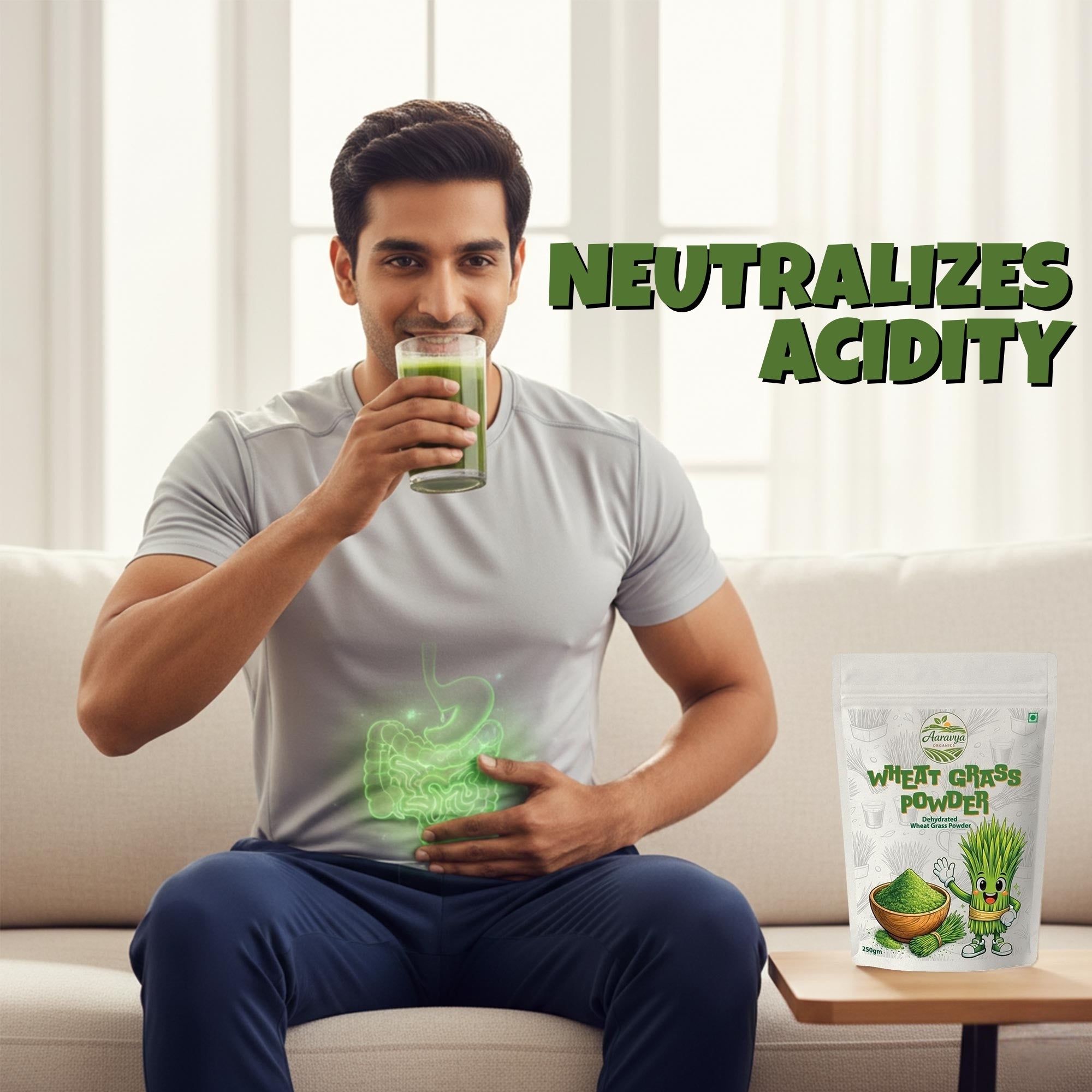 Wheatgrass Powder 250g | Pure & Natural Ayurvedic Detox Drink | Boost Immunity, Improve Digestion & Metabolism | No Preservatives, Non-GMO