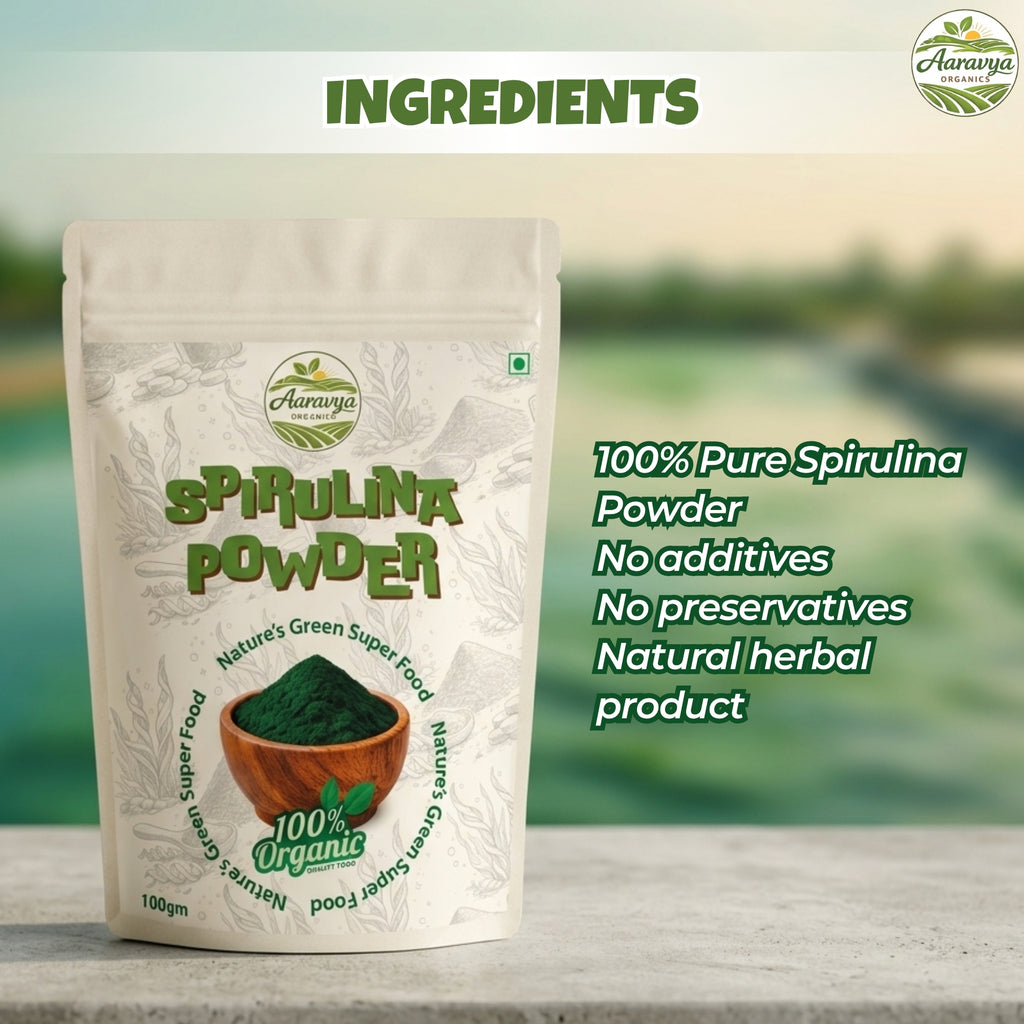 Spirulina Powder 100g | Pure Blue Green Algae Superfood | Rich in Protein, Vitamins & Minerals | Vegan, Gluten-Free, Non-GMO | Finely Milled Spirulina for Immunity, Energy & Detox | Natural Dietary Supplement for Men & Women